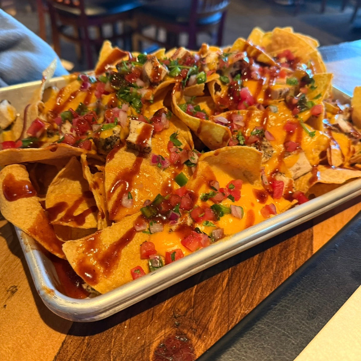 A tray of loaded nachos at Ford’s Garage