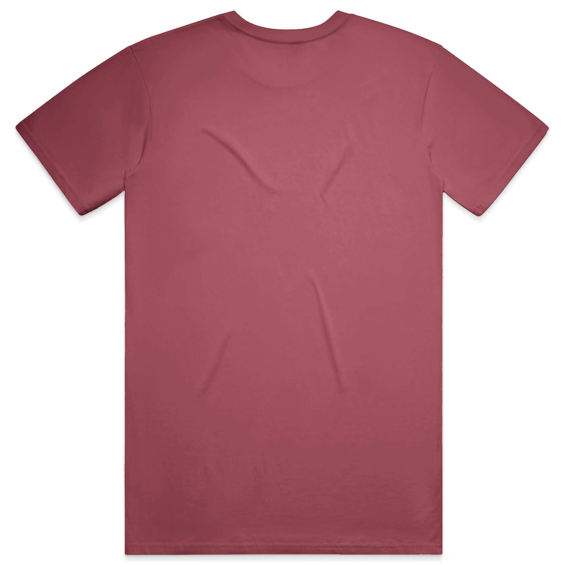 Plain maroon t-shirt on a white background