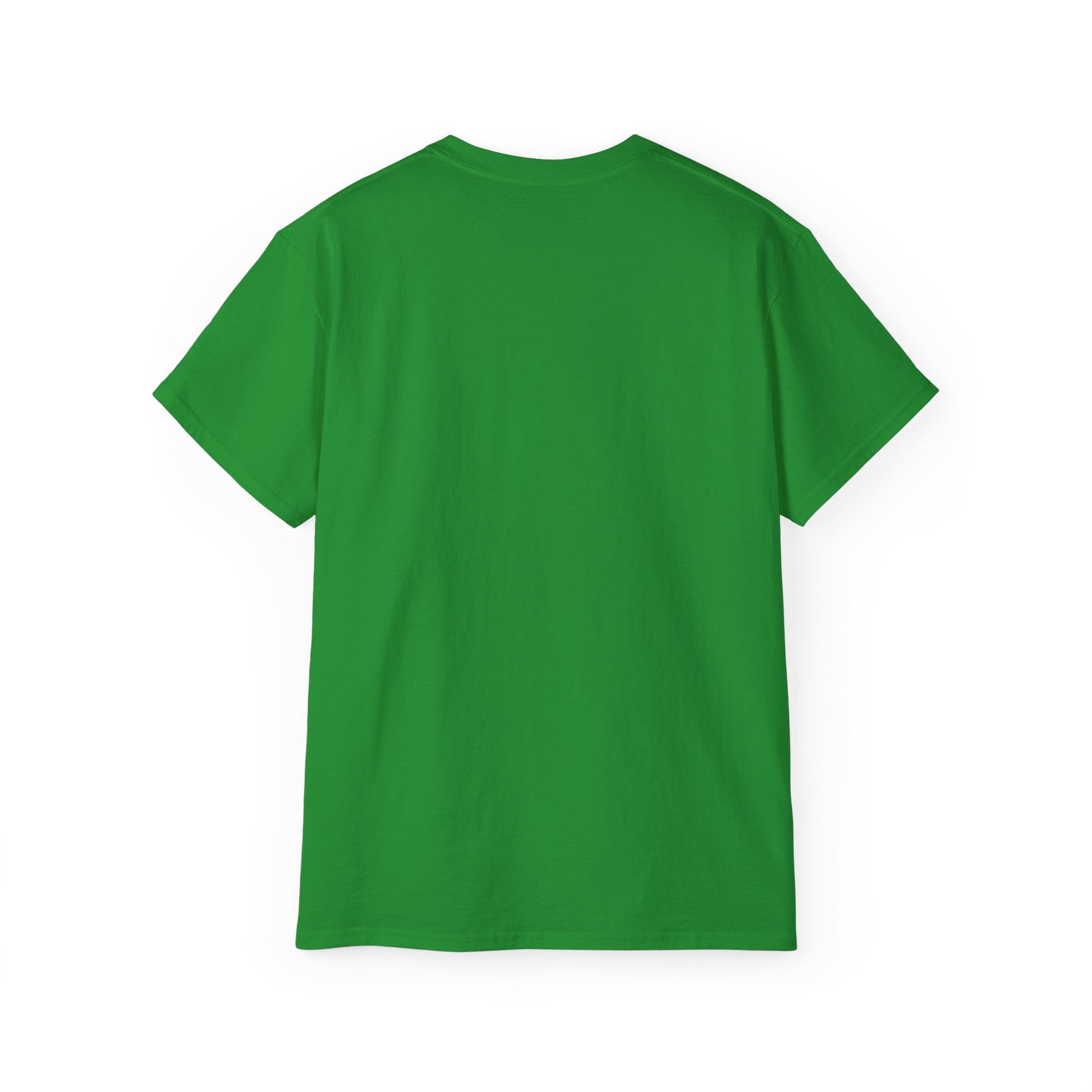 Green t-shirt on a white background.#color_irish-green