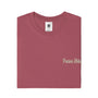 Folded maroon t-shirt with 'Precious Hollows' text on a white background
