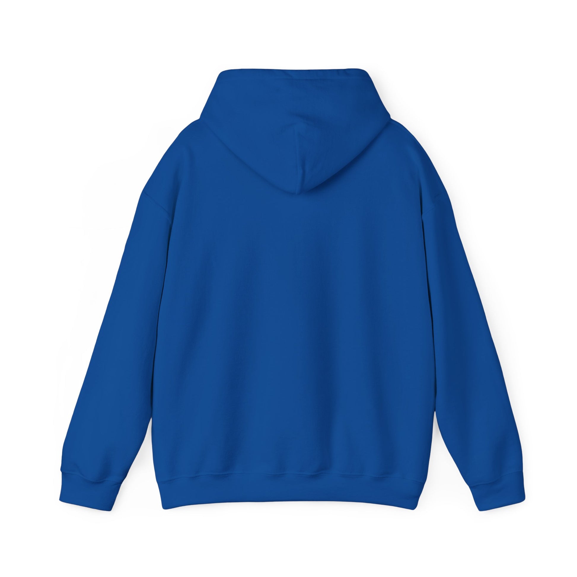 Back of blue hoodie on a white background.#color_royal