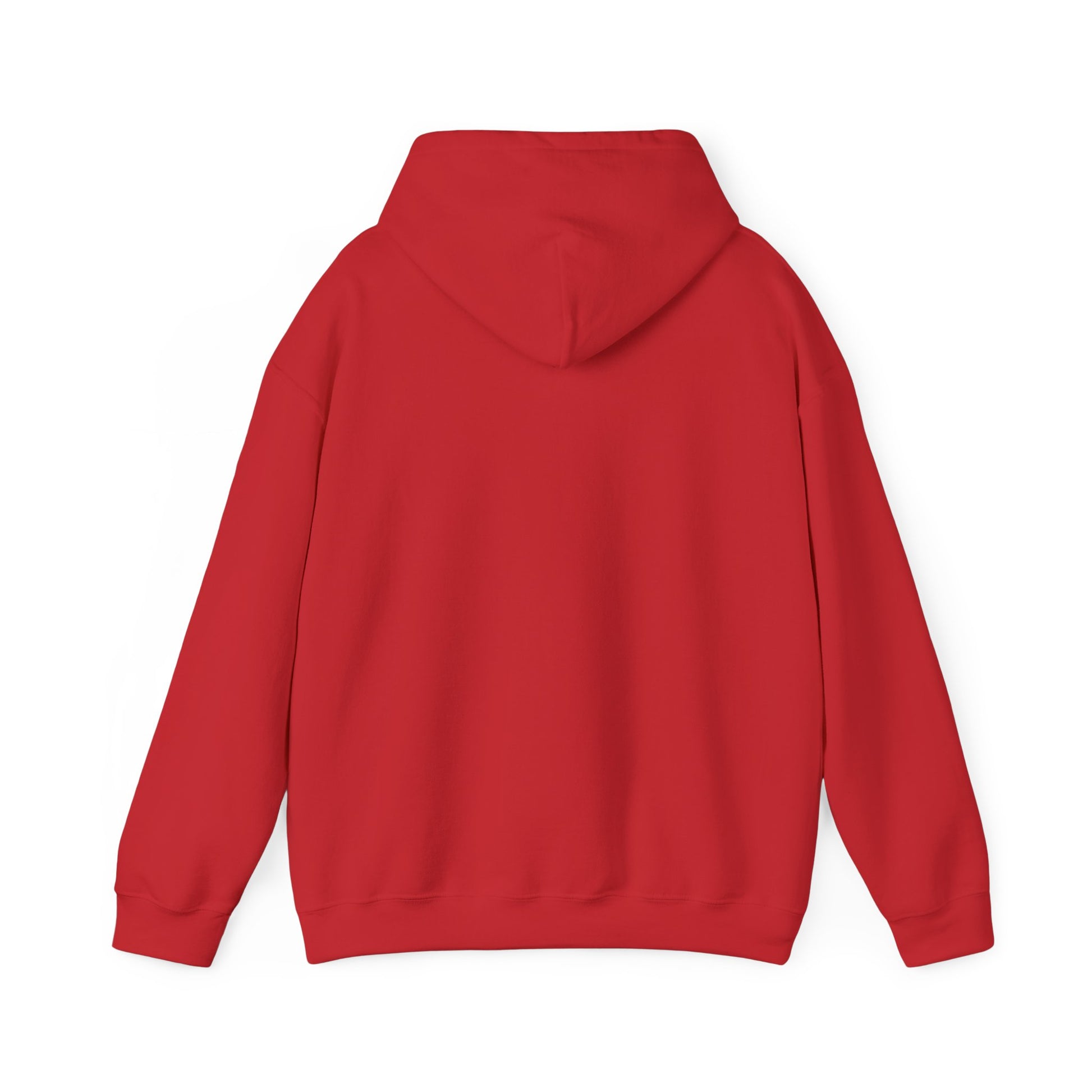 Back of red hoodie on a white background.#color_red