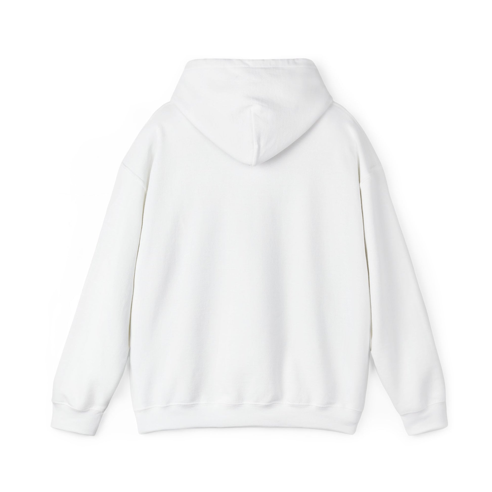 Back of white hoodie on a white background.#color_white
