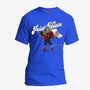 A royal blue Pima cotton tee with a graphic of a cartoon bird character holding a football, and the text 'Precious Hollows' above it.#color_blue