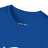 Close-up of a blue shirt with a brand logo on the collar against a white background.#color_royal
