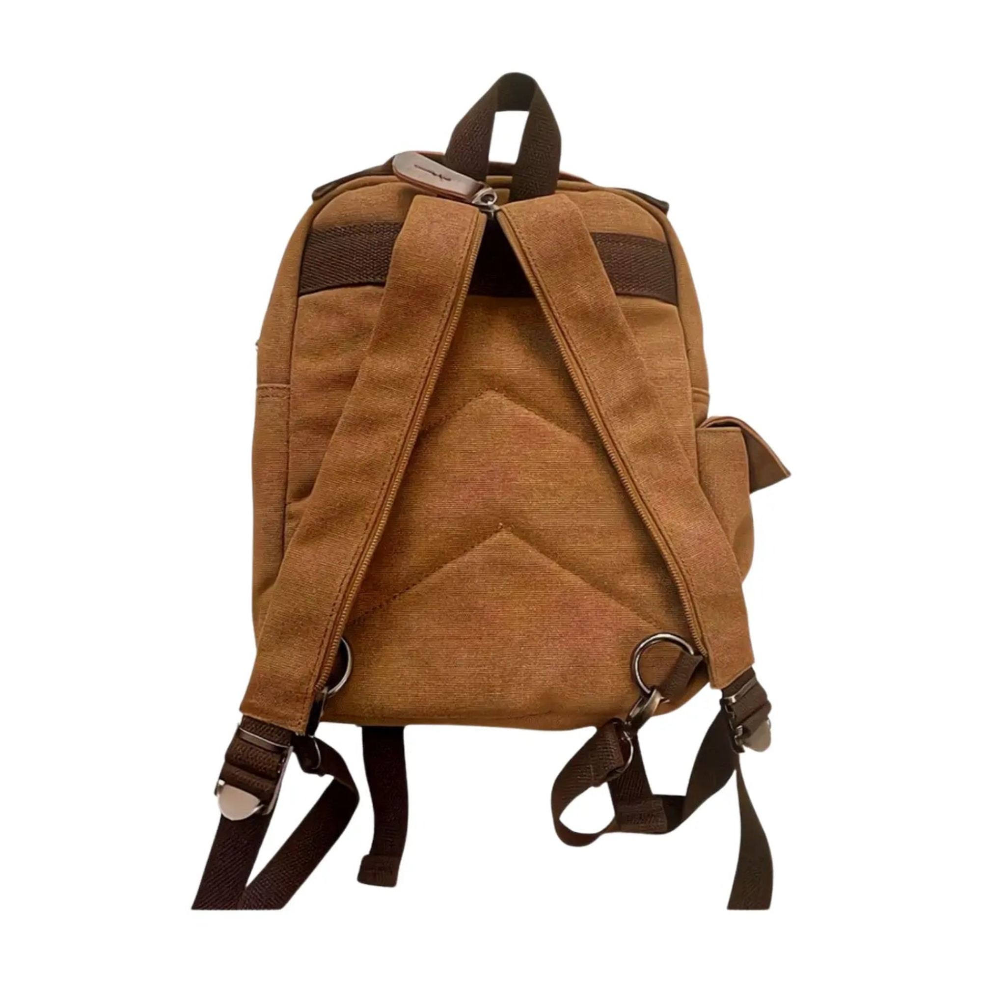 Brown luggage bag showing universal strap with zipper open.#color_brown