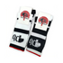 Two pairs of black and white crew socks with logos.#color_black-white 