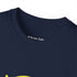 Navy blue t-shirt with a brand logo on the collar against a white background.#color_navy