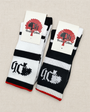 Precious Hollows script socks flat lay