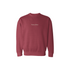 Maroon sweatshirt with a logo on the chest against a white background