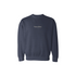 Navy blue sweatshirt with white text on a white background