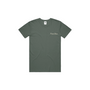 Green t-shirt with a logo on a white background
